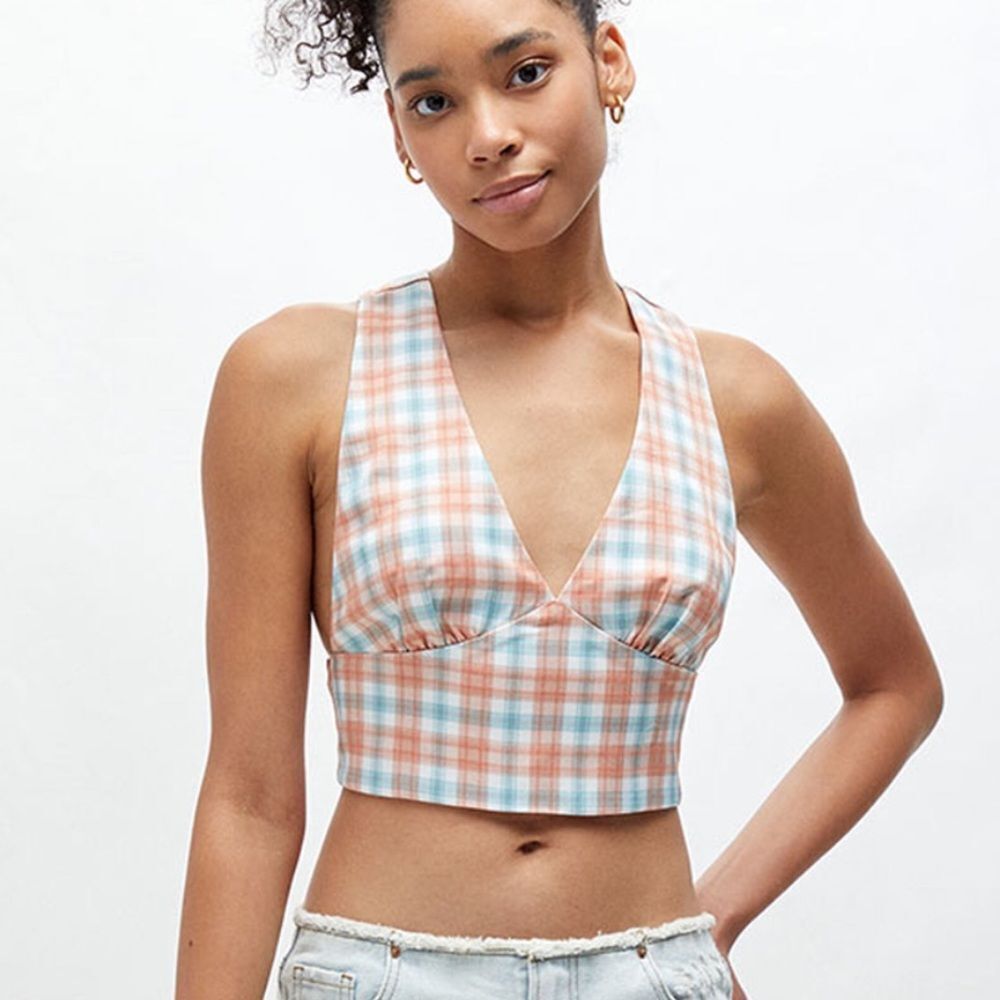 PAC Sun LA Hearts cross strap top Small new with tags